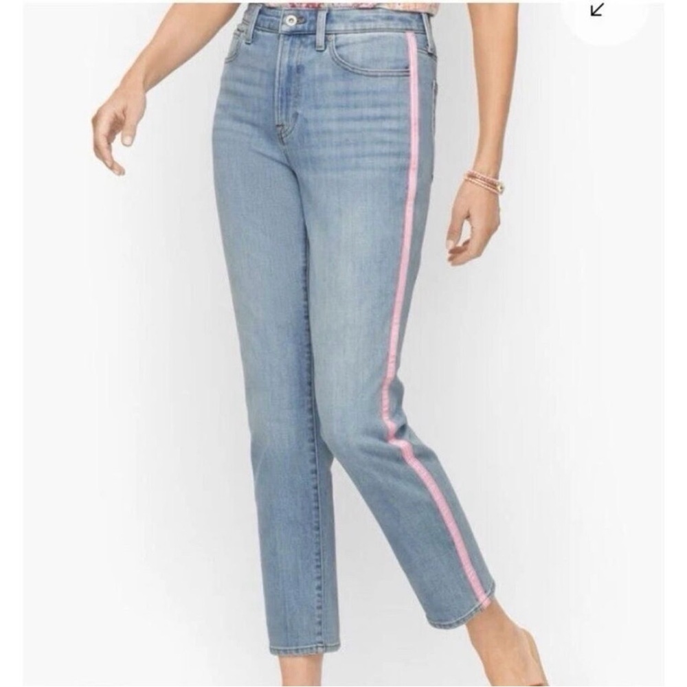 Talbots Women's Blue Jeans with Pink Stripe
